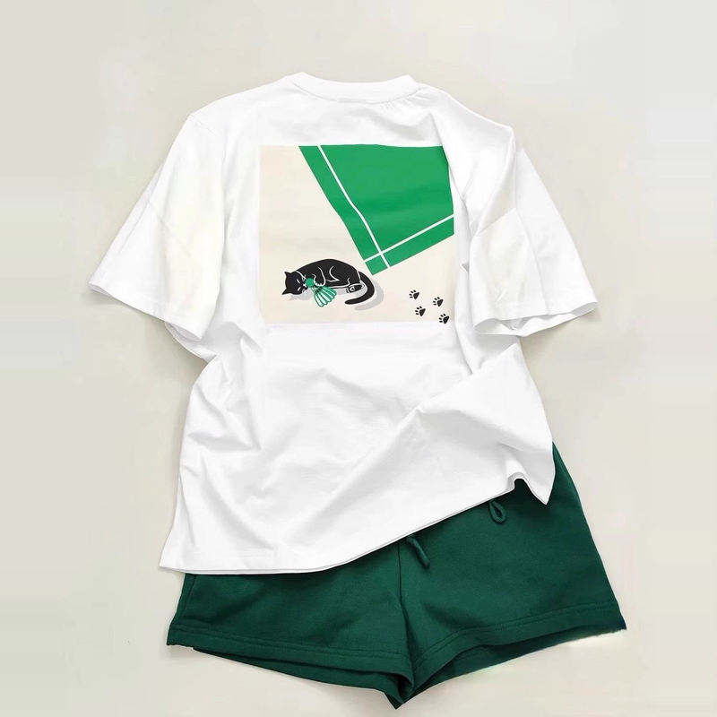 Badminton Short-Sleeve T-Shirt Unisex Cultural Shirt Jersey Textured Cotton Feel Pure Cotton Sportswear Cat Couple Couple