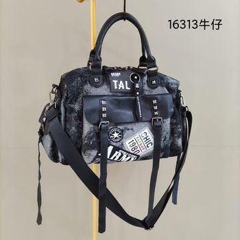 Trendy women's bag nylon leather handbag personalized rivets fashion multi-pocket travel bag large capacity shoulder bag