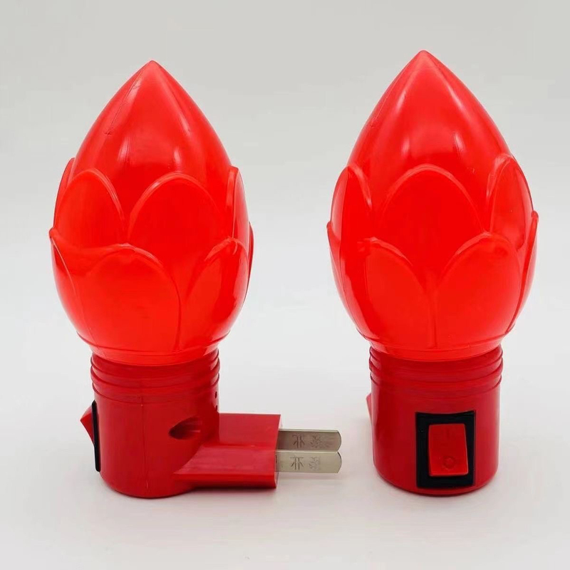 New Red Lotus Wealth-Attracting Buddha Led Night Light Red Light Plug-In Home Decoration Lamp Festive Wall Lamp Red Candle