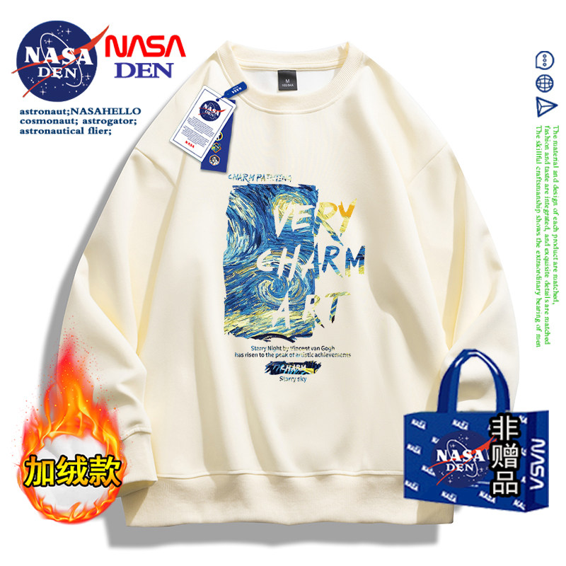 NASA co-branded плюс бархатный толстый свитер, мужская зимняя новая свободная куртка американского ретро бренда heavy tide с длинными рукавами