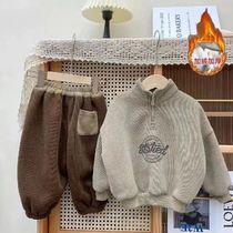 Balaba boy autumn and winter suit childrens winter velvet thickened clothes childrens clothing girls fashionable baby winter clothing