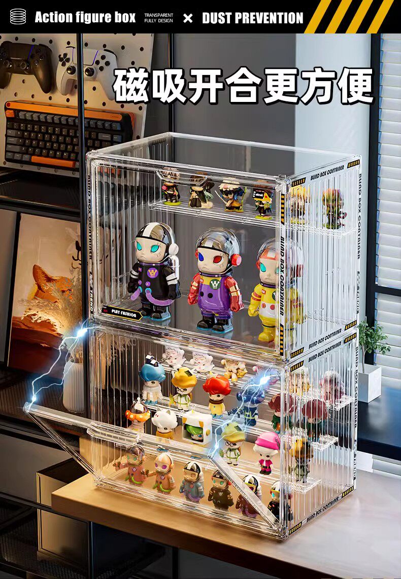 盲盒收纳展示架手办子透明防尘柜娃娃公仔玩偶摆件亚力克泡泡玛特