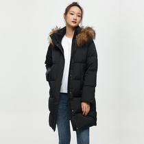 Down jacket womens new autumn and winter outdoor windproof breathable thickened goose down warm mid-length down jacket