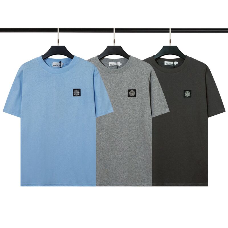 Stoneisdrey Stone Island Classic Logo Badge Car Emblem Round Neck Casual Versatile Sports Short-Sleeve T-Shirt
