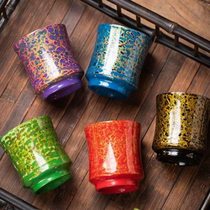 High-end lacquer tea set pure handmade pottery marigold large gilt lacquer tea cup gold cup ceramic national trend lacquerware