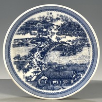 Antique porcelain cultural toys old goods miscellaneous finds and collections blue and white Qingming River Scene small appreciation plate home decorations