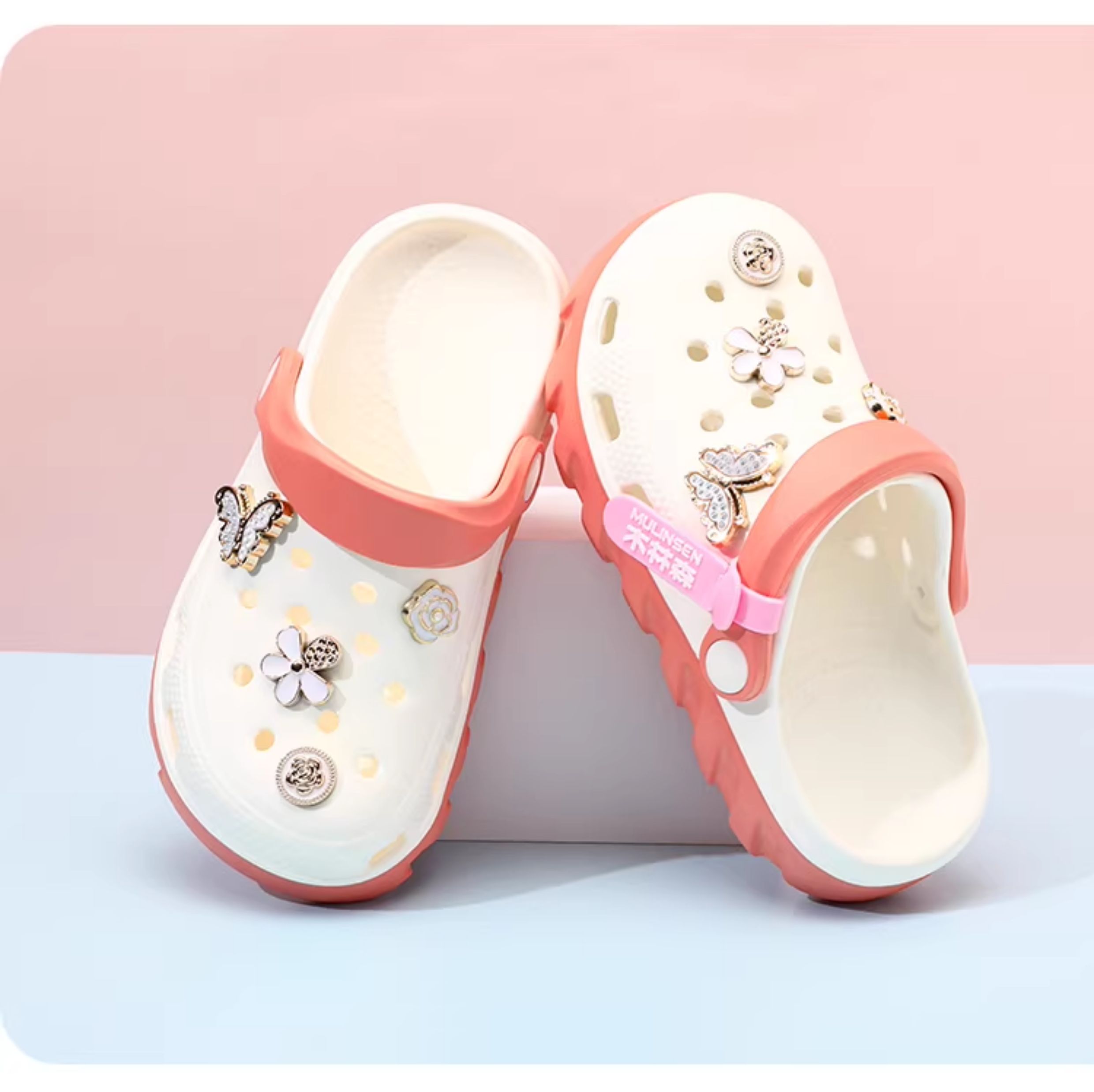 Mlskms-Vautid Girl Hole Shoes New Arrival Outdoor Non-Slip Kids Slippers Cherry Blossom Sandals Baby Girl Beach Shoes — 23