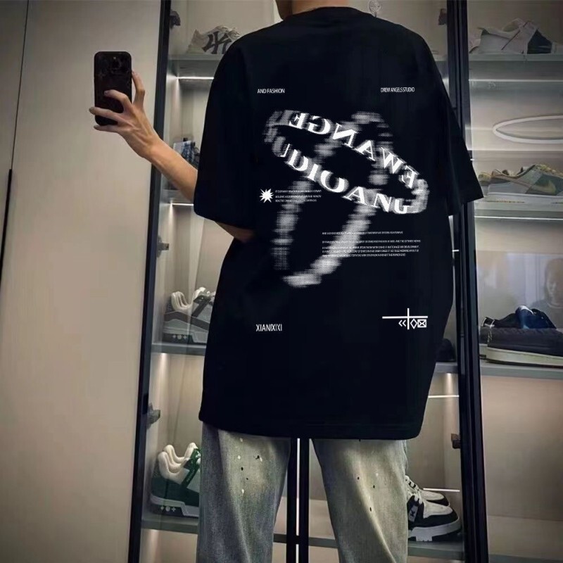 Американская плотная футболка из 100% хлопка с короткими рукавами, мужская летняя новая модная брендовая футболка в гонконгском стиле, красивая свободная одежда для старшеклассников