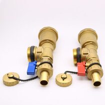Floor heating automatic exhaust valve 1-inch floor heating water distributor end three-tail piece pure copper drainage electroplating union drain valve
