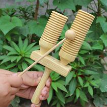 Customized wooden high and low bangs threaded double-sounding tube Orff childrens percussion instrument kindergarten early education teaching aids