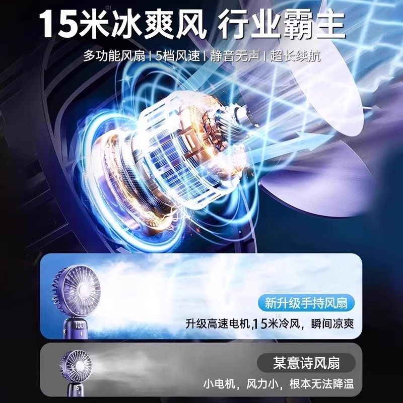 2025 New Handheld Small Fan, Cute and Portable, Mini Student USB Rechargeable Fan with Long Battery Life, Strong Wind, Suitable for Dormitory, Office, Desktop, and Children's Cooling