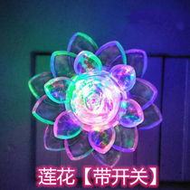 Colorful night light with ever-lasting light and plug-in lotus flower - with switch (1 piece)