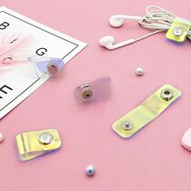 Customized ready-made student supplies PVC transparent laser cable winder portable data cable headphone cable organizer can be customized