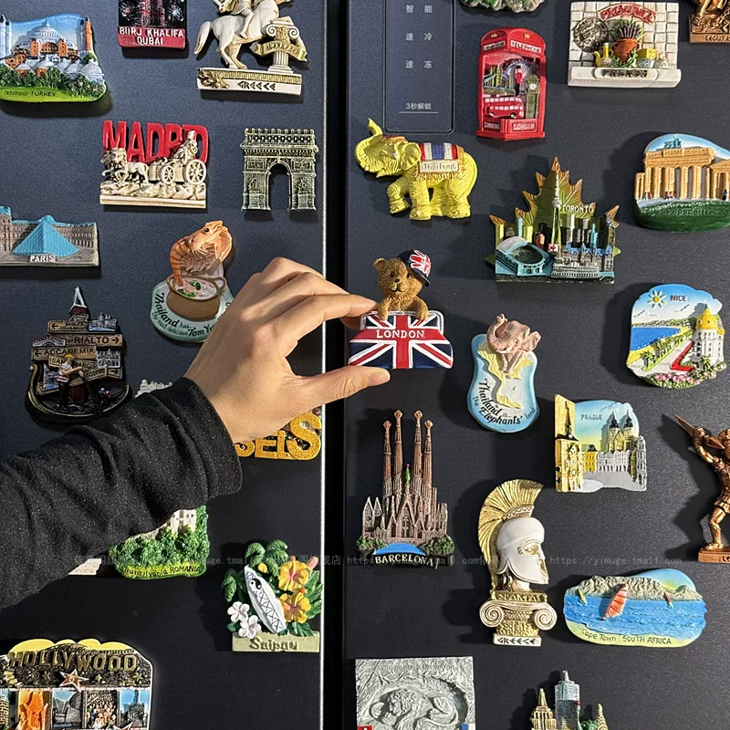 Three dimensional creative fridge magnet, souvenir for traveling, in 3d format