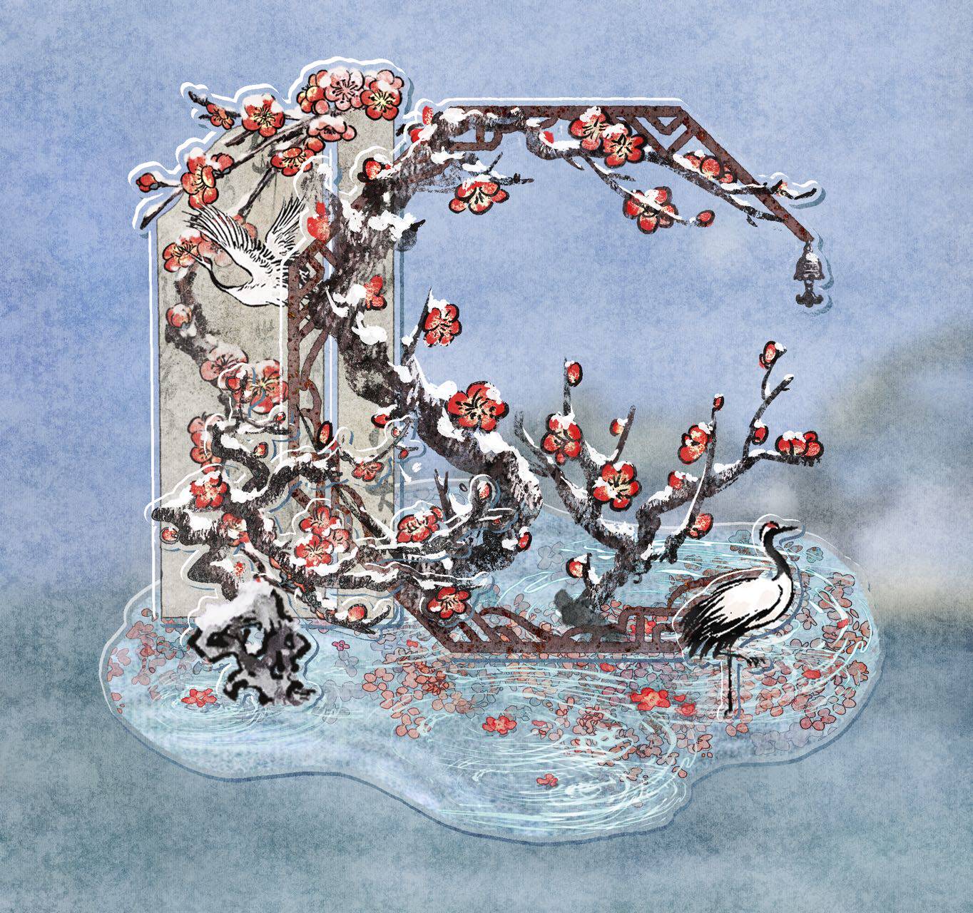🔥 Snow-reflecting red plum blossom | four seasons chinese style series ...