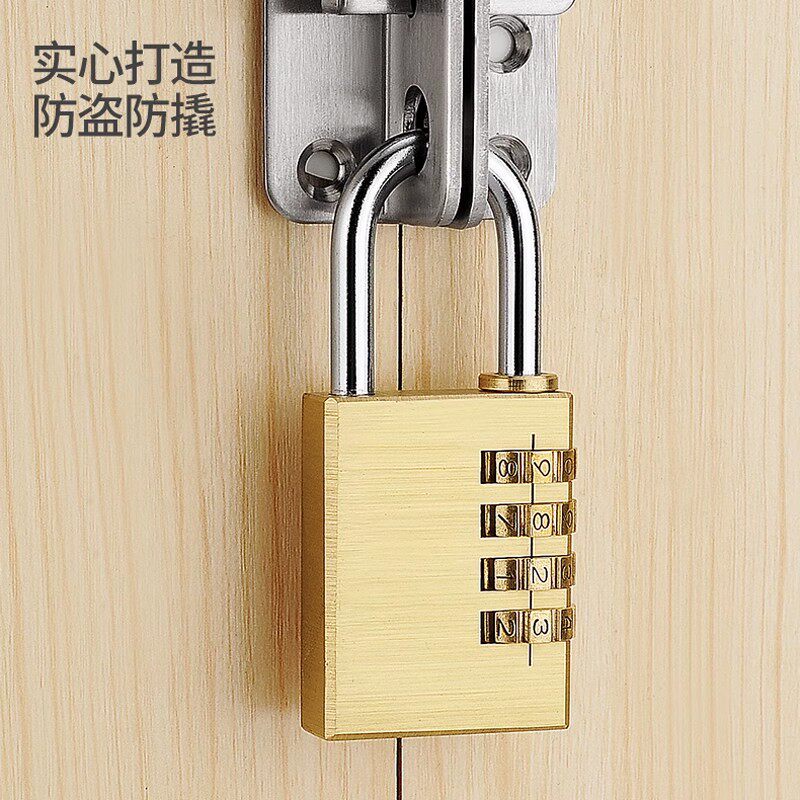 Solid Copper Combination Padlock for Luggage, Gym Locker, Cabinet Door, and Home Use