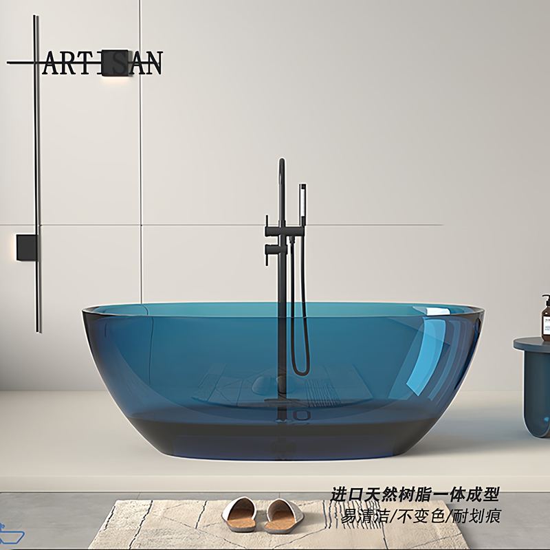 Pure Acrylic Oval-Shaped Colorful Transparent Resin Bathtub for Home Use, Small Apartments, Hotels, and Guesthouses, Double Adult Bathtub Pure Acrylic Oval-Shaped Colorful Transparent Resin Bathtub for Home Use, Small Apartments, Hotels, and Guesthouses, Double Adult Bathtub