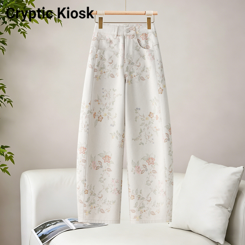 Cryptic Kiosk Jacquard Scimitar Jeans for Women 2026 Autumn New Loose and Versatile Straight-Leg Pants Cryptic Kiosk Jacquard Scimitar Jeans for Women 2026 Autumn New Loose and Versatile Straight-Leg Pants