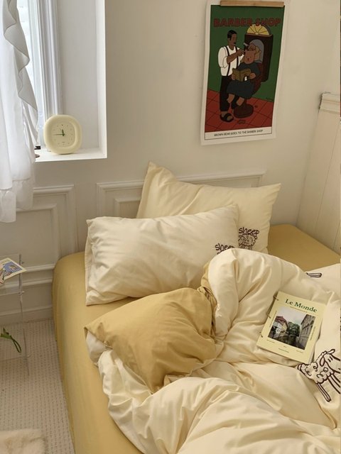 ສິນຄ້າໃຫມ່ ins simple brushed four-piece bed sheet set quilt cover bed three-piece 4 comfort super cotton pure