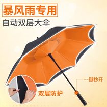 Super wind-resistant umbrella large long-handled double-layer automatic extra-large three-person reinforced business umbrella double advertising custom umbrella