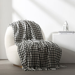 Sample soft room decoration blanket, simple and modern black and white plaid blanket, bedside blanket and towel, hotel and B&B can be customized