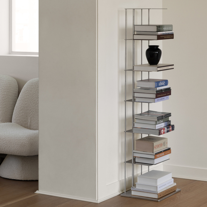 Bauhaus-Style Stainless Steel Biblio Bookshelf, Simple Multi-Layer Storage Rack, Living Room Study Floor-Standing Display Rack