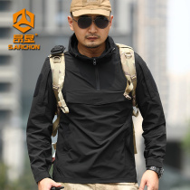 Angken autumn and winter new tactical sweatshirt pullover hoodie workwear casual tactical functional wind mens long-sleeved jacket