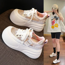 SJN5759-18 small white shoes with thick soles for small people showing their feet womens 2024 spring and summer new pearl single shoes