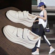 New white shoes for women spring and summer single shoes 2024 new shoes womens shoes versatile sports shoes womens thick-soled Velcro