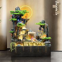 Water curtain wall fish tank rockery flowing water ornaments new flowing water to make money feng shui wheel fortune ornaments living room office front desk