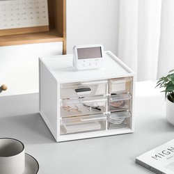 日式透明抽屉式整理盒办公桌面抽屉柜梳妆台化妆品分类收纳盒米木