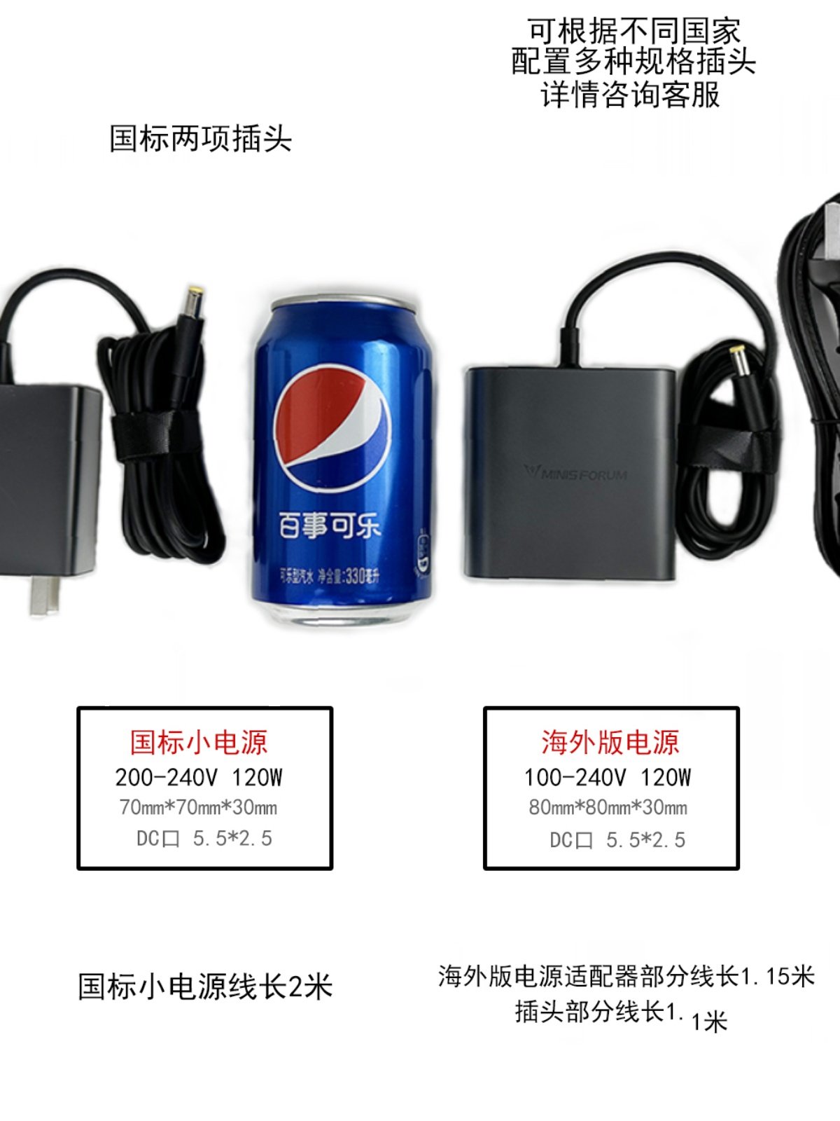 Minisforum 100-240V Overseas Version Small Power Supply 120W Multi-Specification Plug