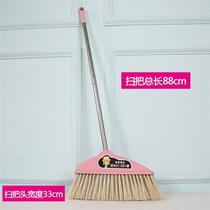 Large single broom soft bristle household stainless steel sweeping broom magic broom 4 rows of wire enlarged broom