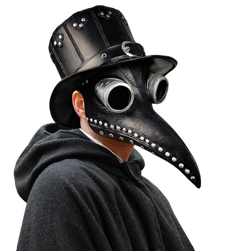 Plague Doctor Mask Halloween Cyberpunk Gas-Proof Horror Beak Mask Crow Headgear Handsome Hat Male