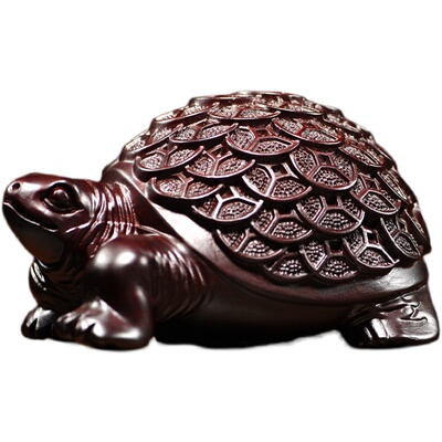黑檀木雕金钱龟摆件实木乌龟雕刻家居客厅玄关装饰办公室桌面摆设