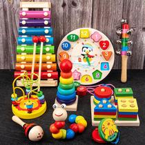 Early education building blocks for infants and young children wooden toys around beads xylophone early childhood education musical instrument childrens gift