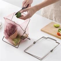 Household stainless steel garbage bag rack storage rag rack foldable kitchen classification trash can plastic bag rack