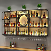Bar bar display cabinet letters light luxury wine rack background display rack hanging beer wine rack cabinet restaurant