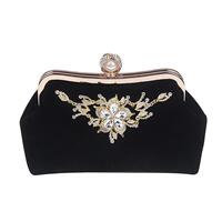 Female Diamond Pearl Handbag Vintage Stal Flower Evening