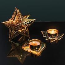 New creative golden love iron candle holder hollow romantic candlelight dinner candle holder home accessories decoration