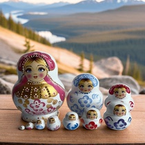 Russian matryoshka 10-layer pot-bellied doll Harbin gift-giving hand-painted basswood ornaments living room TV cabinet travel