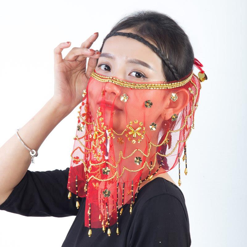 Belly Leather Dance Plum Veil Indian Dance Table Performance Accessories Dance cover Veil Veil Xinjiang Dance Mask Curtain Props-Taobao