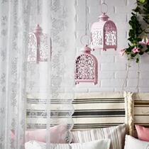 European style candle holder retro Moroccan hollow carved wedding candle holder ornaments iron glass wind lamp customization