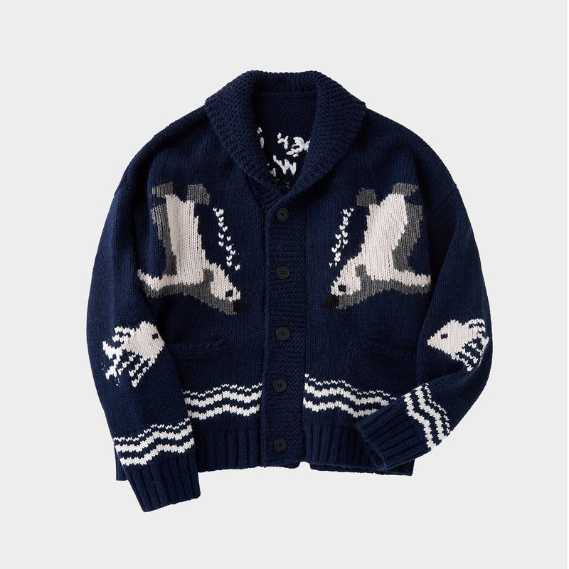 Amicus Animae Oil Painting Penguin Hand-Embroidered Jacquard Double-Craft Vintage Cardigan Sweater Large Coat Amicus Animae Oil Painting Penguin Hand-Embroidered Jacquard Double-Craft Vintage Cardigan Sweater Large Coat