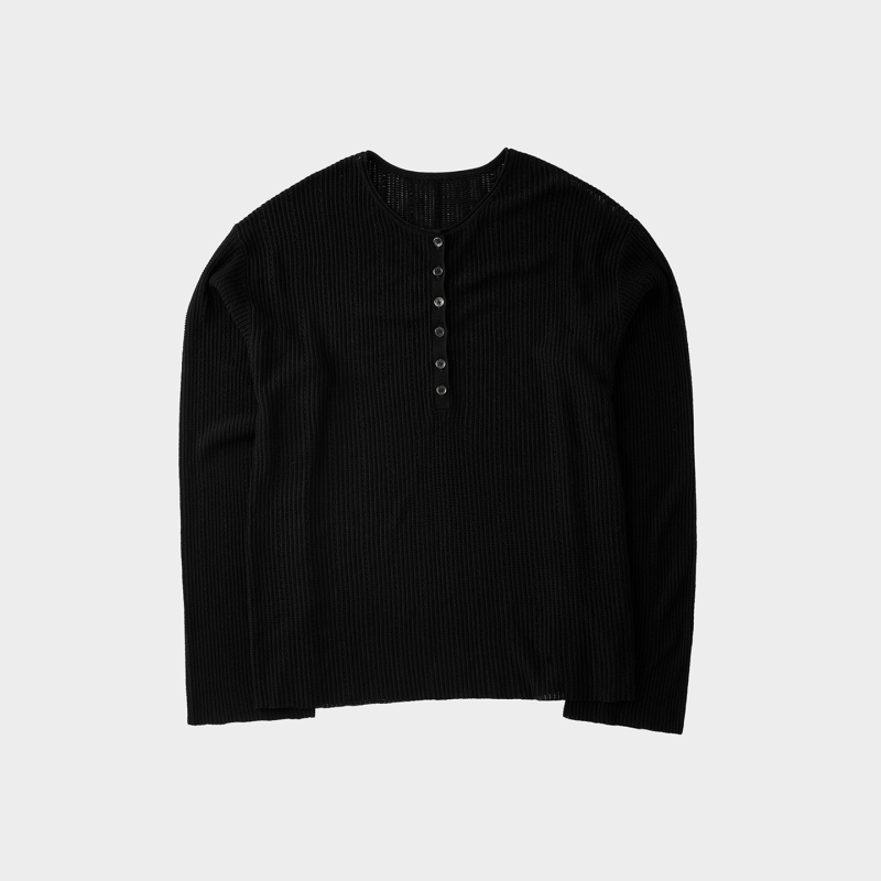 Amicus Animae Irregular French Dew Linen Hollow Henry Collar Long Sleeve Knit Sweater Cover-Up