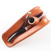 High-end pipe bag single pipe bag genuine leather portable tobacco pipe special bag pipe accessories simple briar wood cigarette