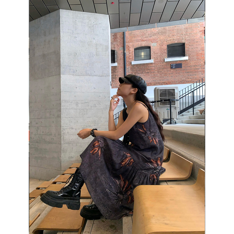 Jinputi Tencel Ramie Printed Camisole Dress for Women, Spring/Summer Design, Long Dress for Layering Jinputi Tencel Ramie Printed Camisole Dress for Women, Spring/Summer Design, Long Dress for Layering