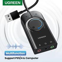 Ugreen placa de som usb interface de áudio externo 5mm mi