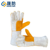 Shengfang extended cowhide welding gloves welding thickened high temperature resistant heat insulation anti-scalding gardening anti-prick outdoor long style