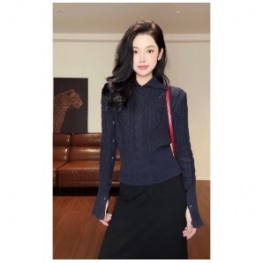 S Size, Length 55, Shoulder Width 43【Cute High-End Custom】Slimming and Versatile Knitted Sweater S11174